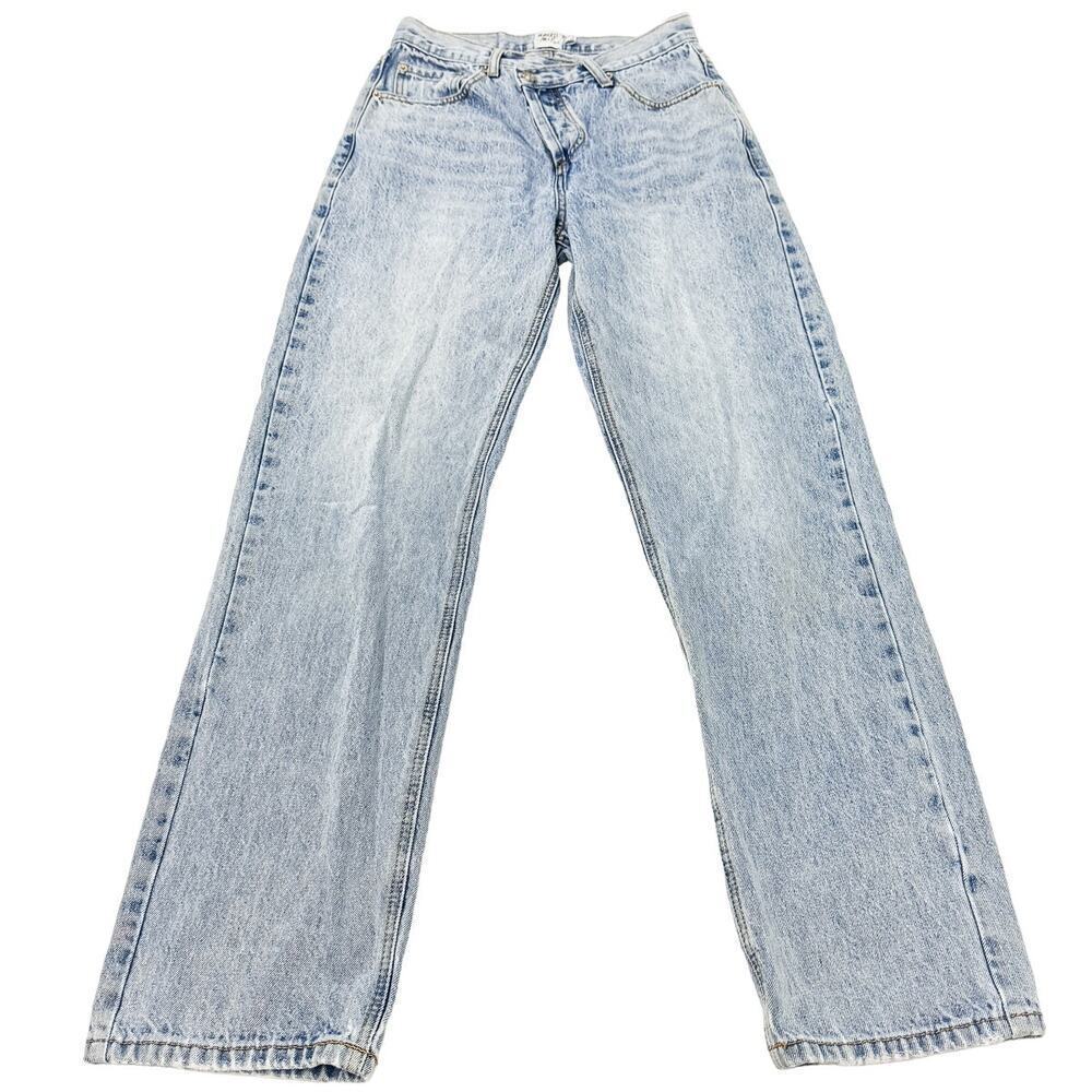 Princess Polly Assymetric Button Front Straight Light Wash Denim Jeans Size 0 - Picture 2 of 9